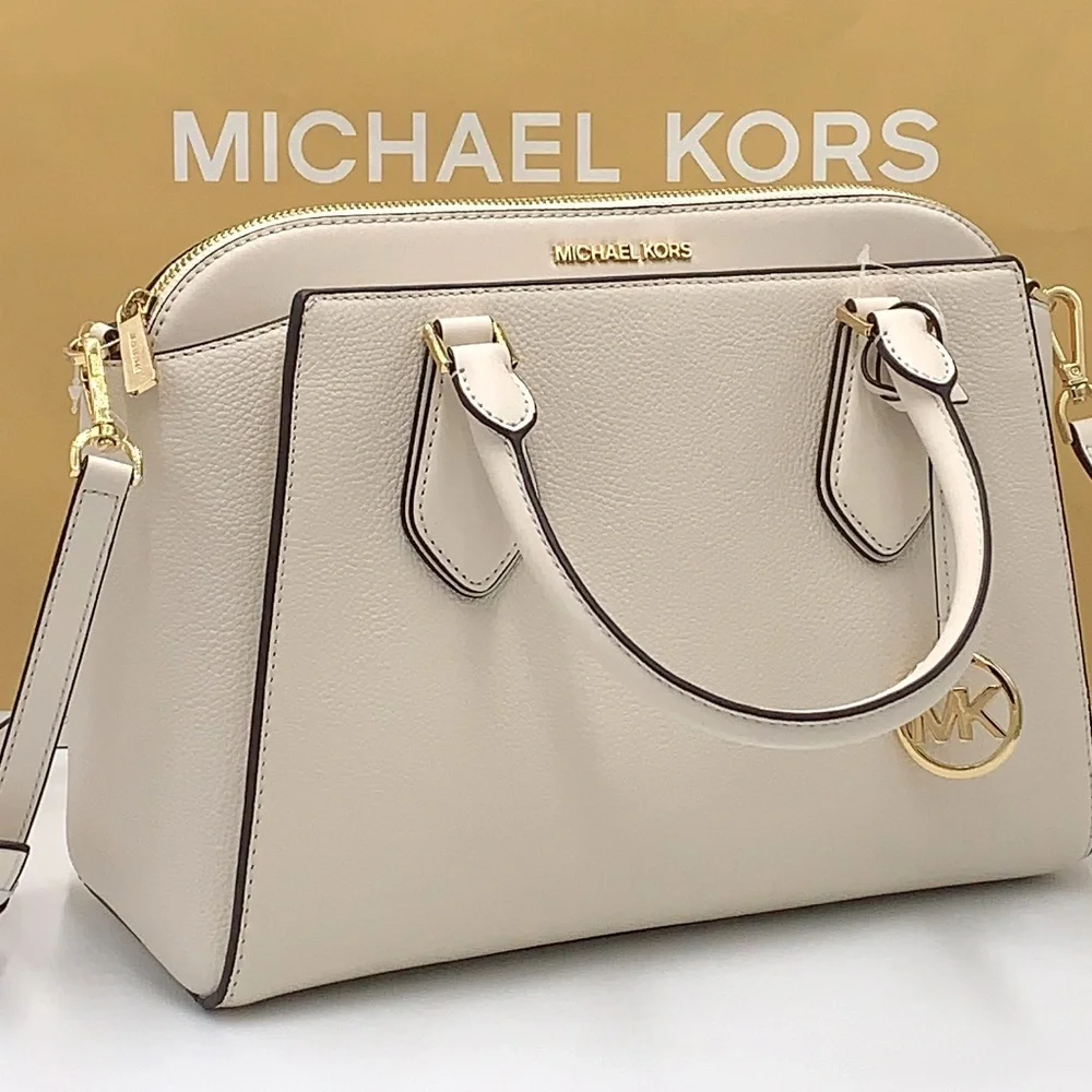 MICHAEL KORS DARIA LARGE SATCHEL LIGHT CREAM COLOR